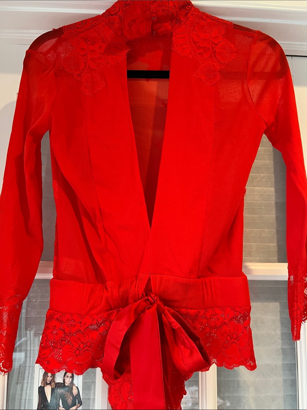 Women's NWT Red Lace High-Neck Reversible Bodysuit